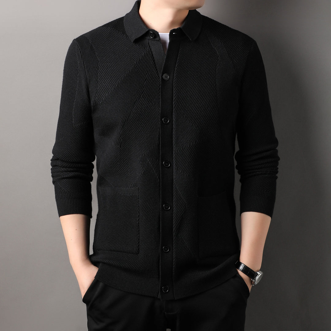 Men's cardigan with modern textured design and practical pockets Lisslune