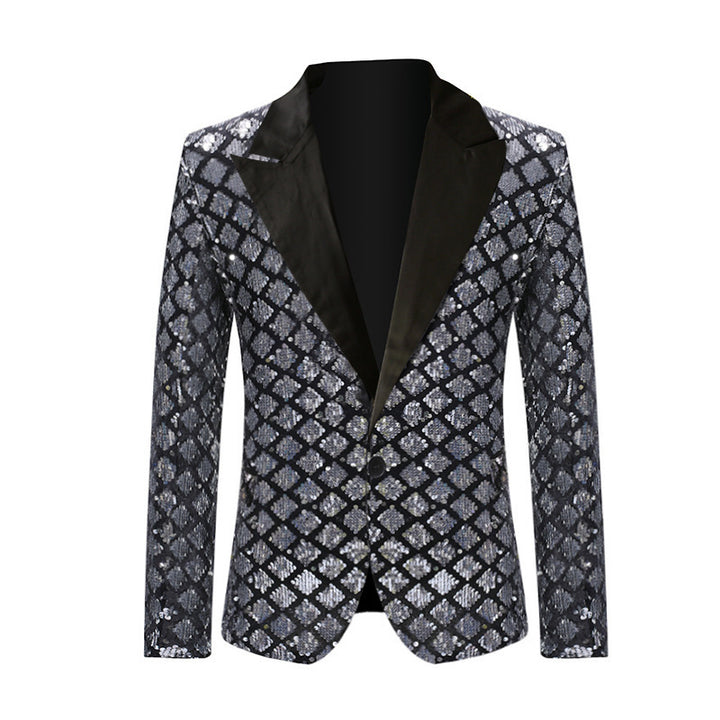 Men's Sequin Blazer in Elegant Diamond Pattern Lisslune