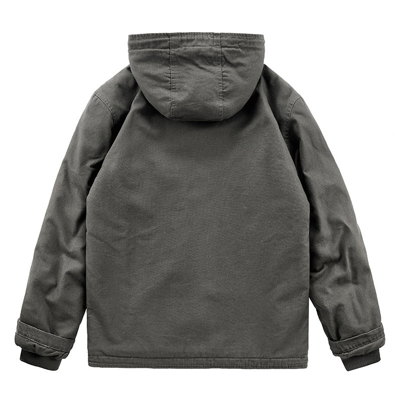 Men's Winter Jacket with Cozy Fleece Lining and Adjustable Hood Collar Lisslune