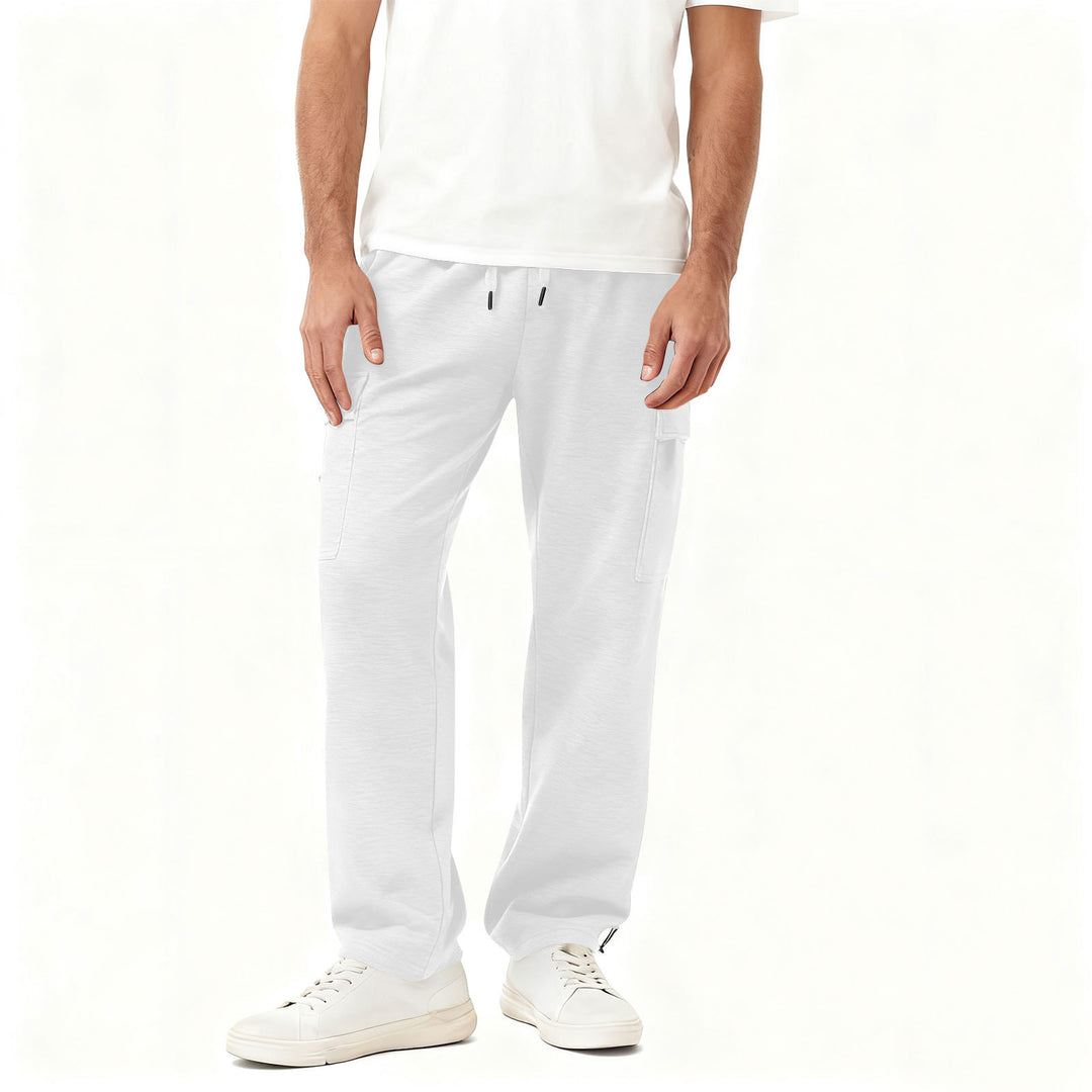 Men's Cargo-Style Leisure Pants with Practical Side Pockets and Elastic Waistband Lisslune
