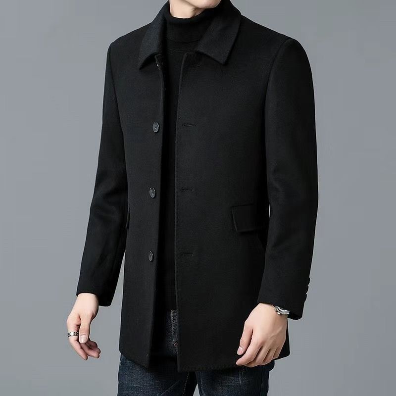 Men's elegant wool coat with classic lapels and pockets Lisslune