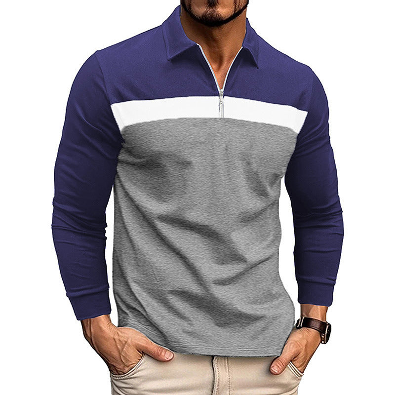 Men's Sporty Long Sleeve Shirt with Zipper Lisslune