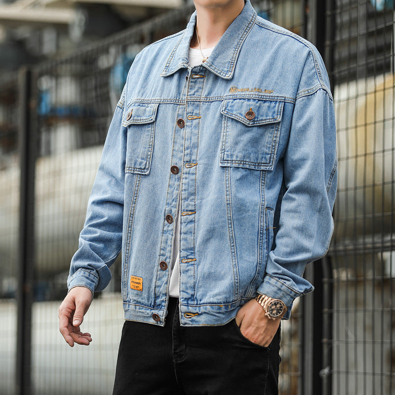 Men's denim jacket in a casual style with functional flap pockets and sturdy design Lisslune