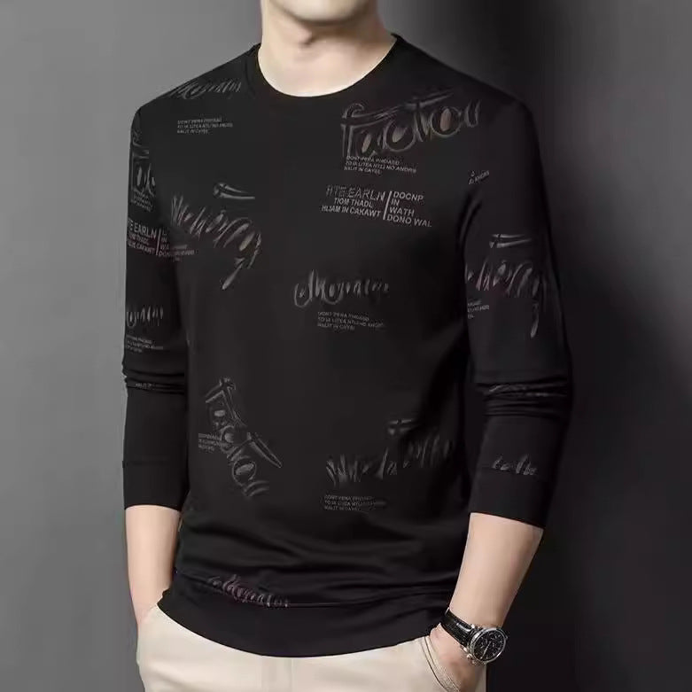 Men's fashionable long-sleeve shirt with stylish lettering Lisslune