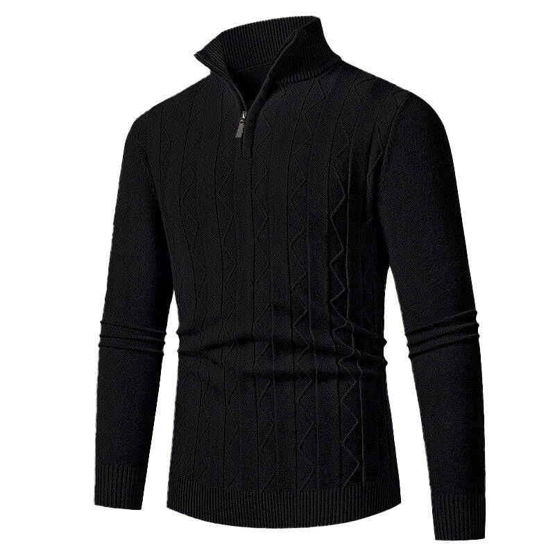 Men's knit sweater with stylish zipper and cable pattern Lisslune