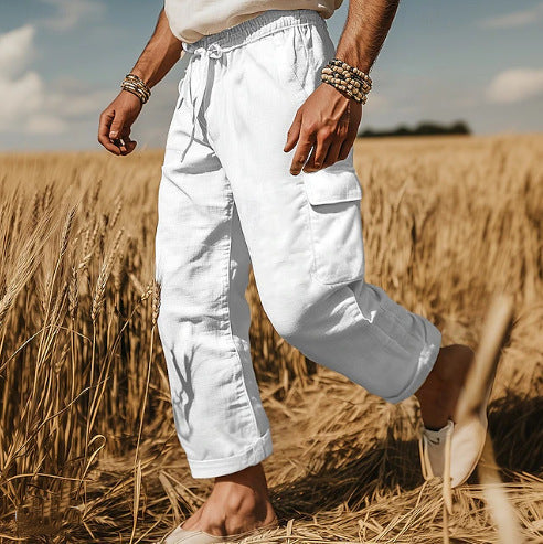 Men's cargo shorts with elastic waistband and multifunctional pockets Lisslune