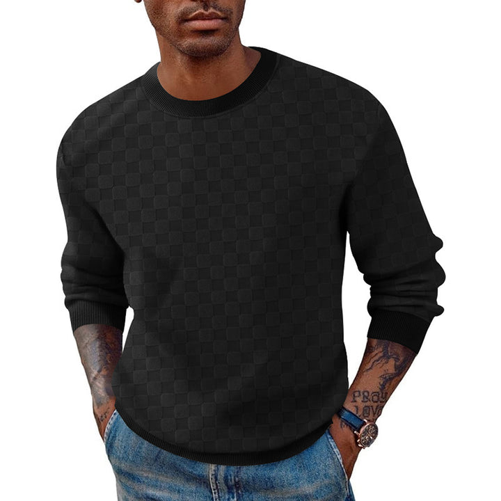 Men's crew neck knitted sweater in modern design with textured surface Lisslune