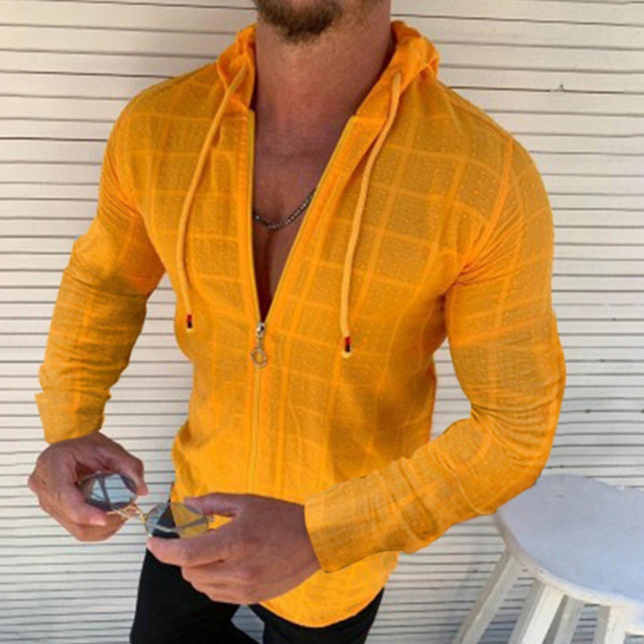 Men's hooded top with innovative zipper and stylish design Lisslune