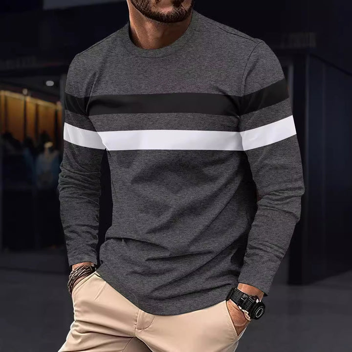Men's fashionable long-sleeve shirt with sporty stripes Lisslune