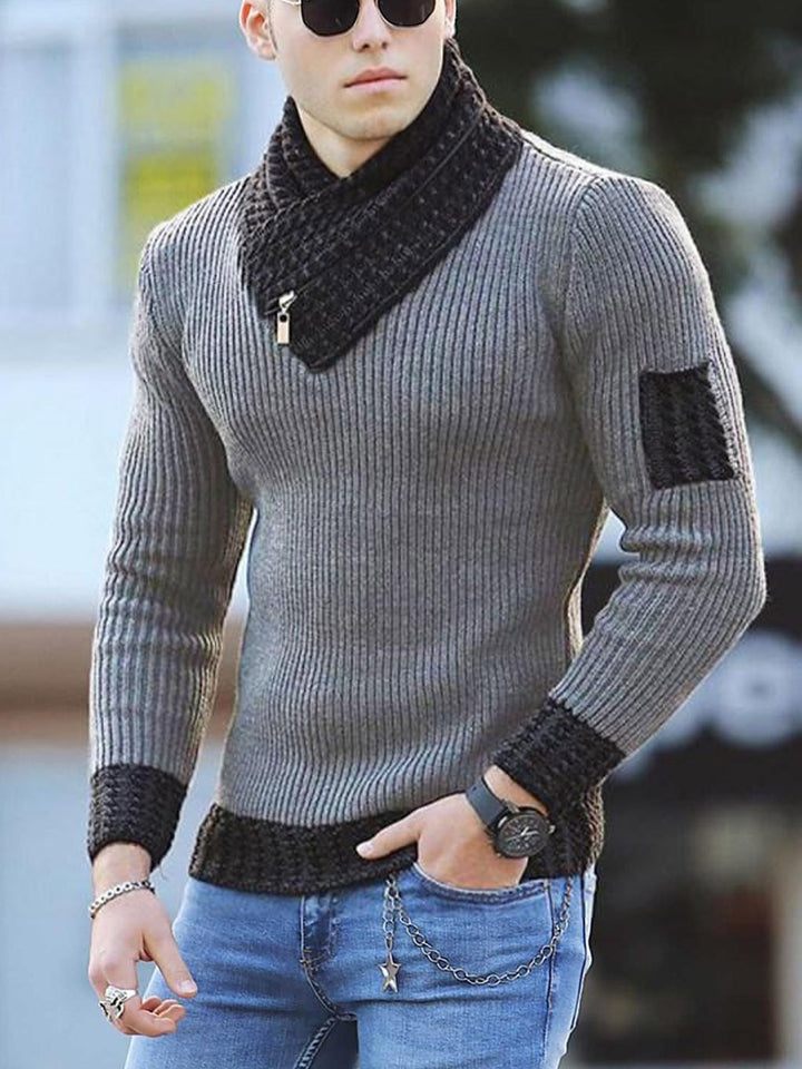Men's Stylish Sweater with Textured Collar Lisslune