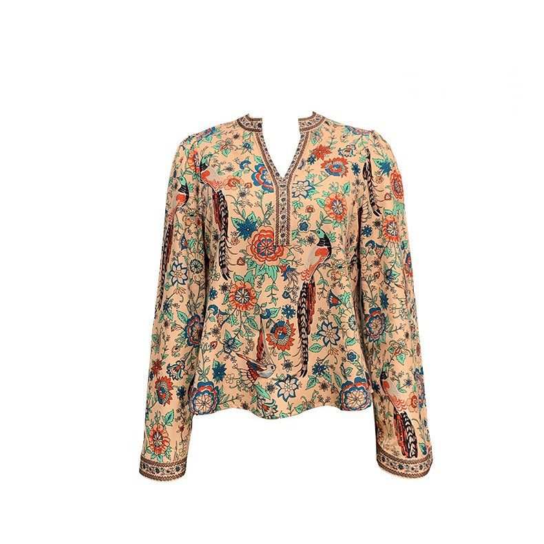 Women’s blouse with floral pattern and wide sleeves Lisslune