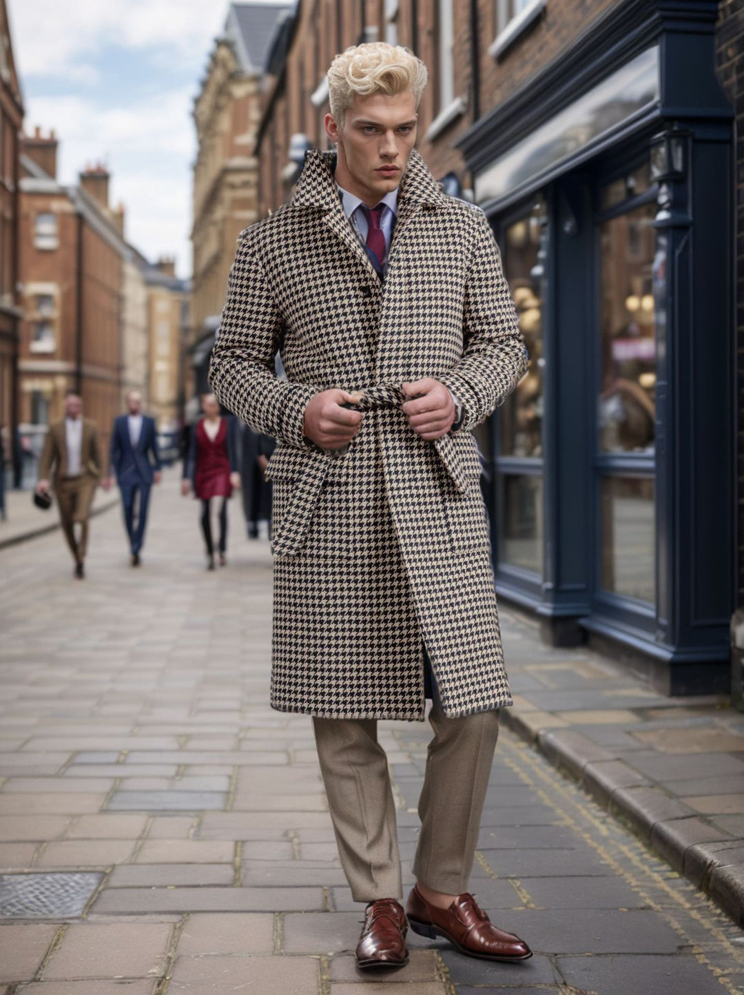 Men's elegant checked coat with practical pockets and modern cut Lisslune