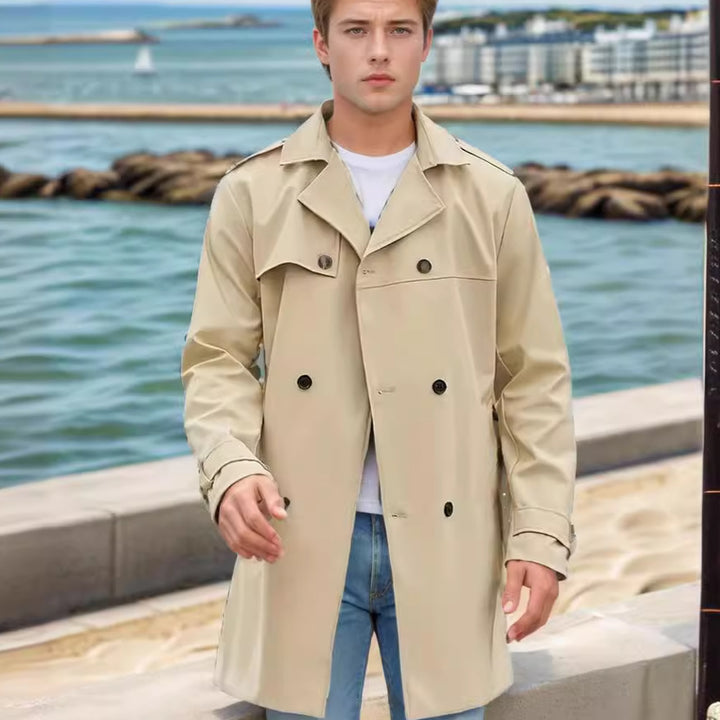 Men's stylish trench coat with practical side pockets and removable inner lining Lisslune