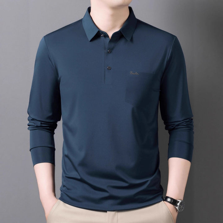 Men's long-sleeved Giro polo shirt with chic lettering Lisslune