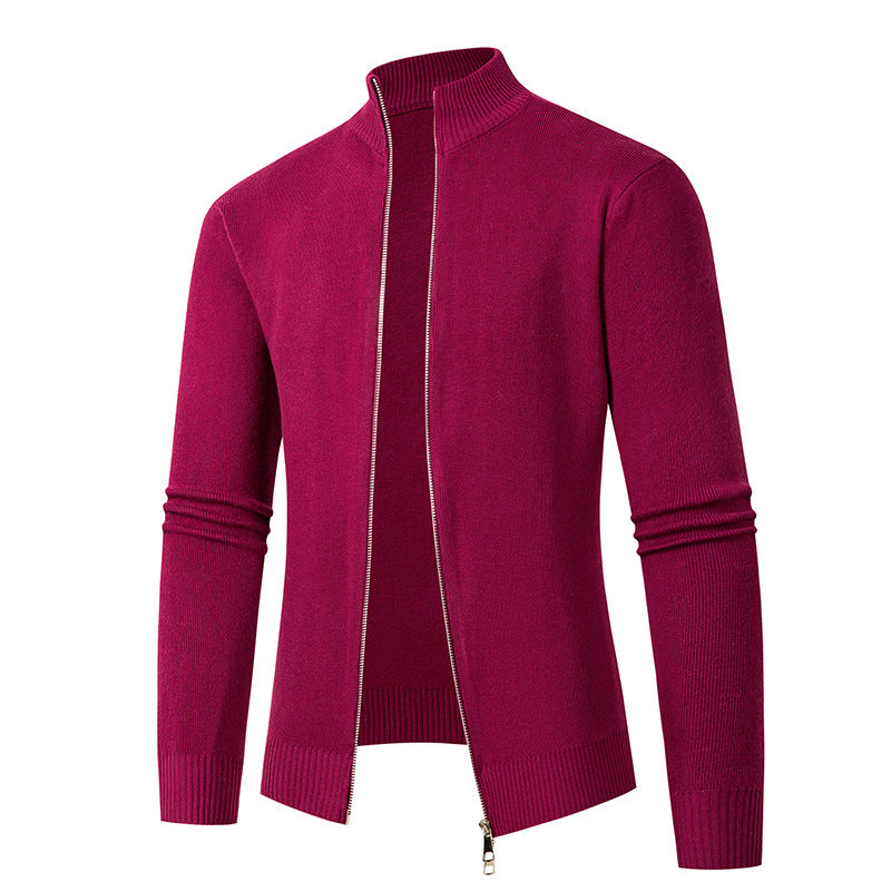 Men's fashionable knitted jacket with high collar and zipper Lisslune