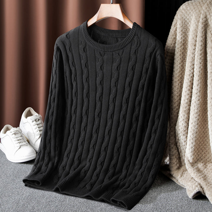 Men's Fashionable Knitted Sweater with Cable Pattern Lisslune