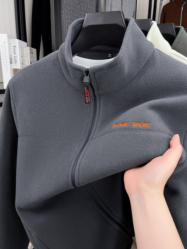 Men's fleece jacket with high collar and full zip Lisslune
