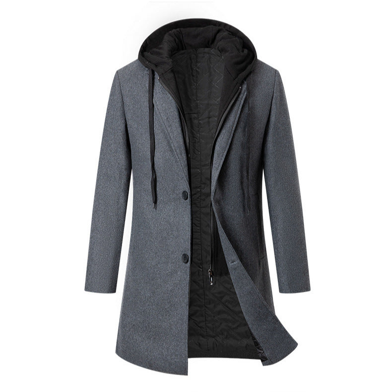 Men's elegant transitional coat with removable hood Lisslune