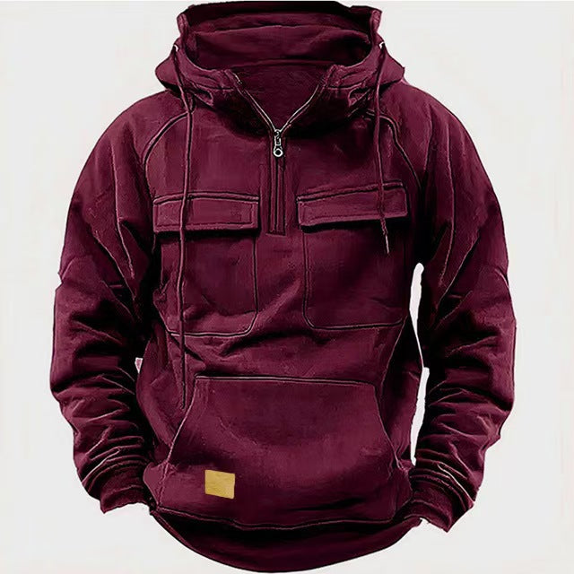 Men's hooded sweatshirt with practical pockets and full-length zipper Lisslune