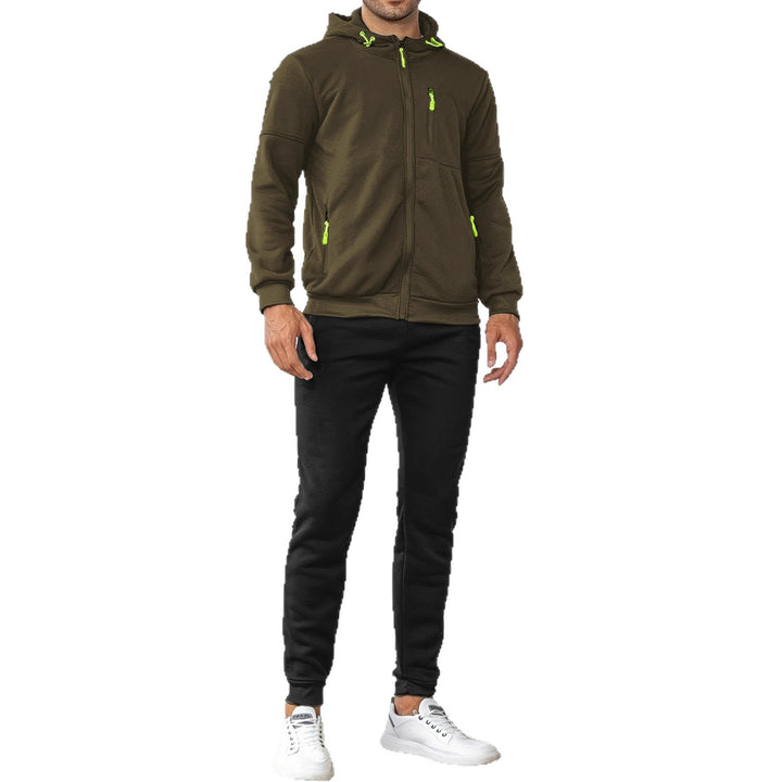 Men's Sporty Sweat Jacket and Jogging Pants Set with Functional Pockets Lisslune