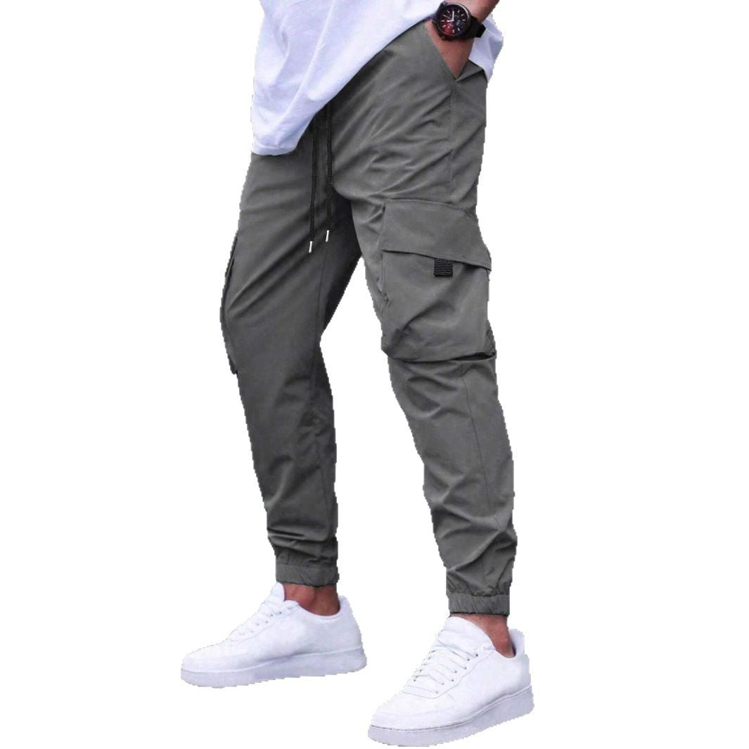 Men's practical cargo jogging pants with elastic waistband and several side pockets Lisslune