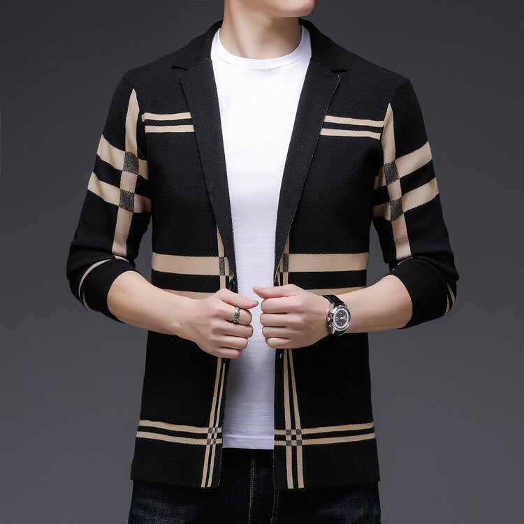 Men's fashionable cardigan with elegant check pattern Lisslune
