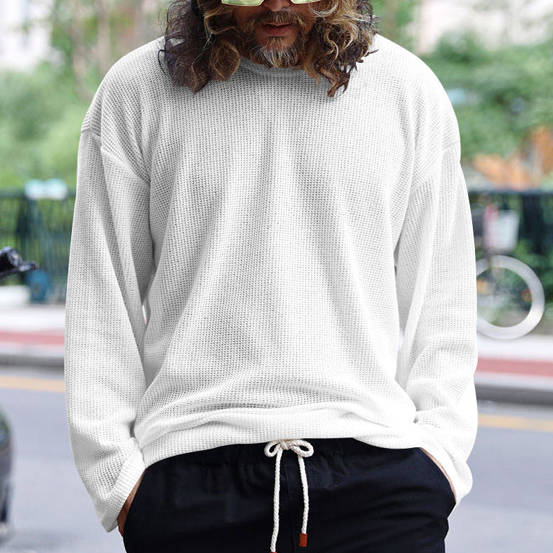 Men's Casual Long Sleeve Textured Shirt with Side Slits Lisslune