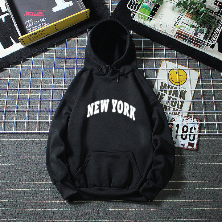 Women's Hooded Sweatshirt with Modern New York Lettering Lisslune