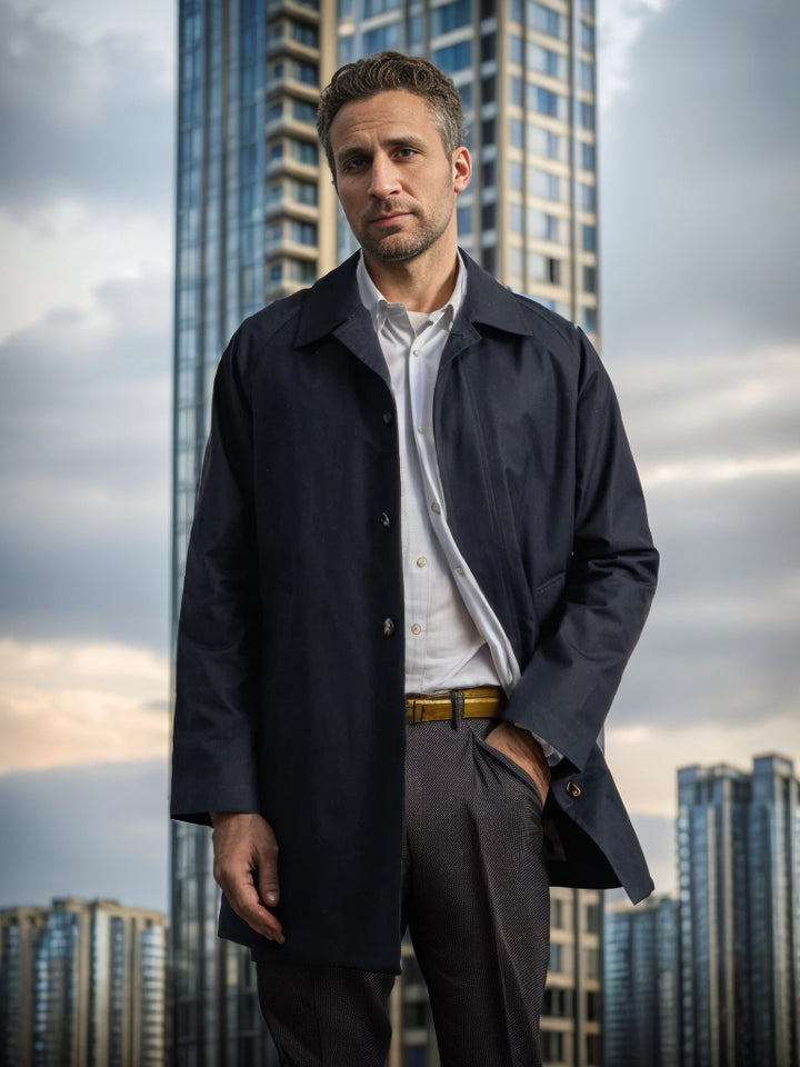 Men's casual raincoat with practical snap buttons and modern cut Lisslune