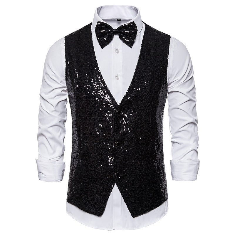 Men's elegant sequined blazer with classic cut and practical bow tie Lisslune