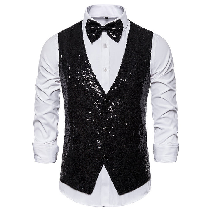 Men's elegant sequined blazer with classic cut and practical bow tie Lisslune