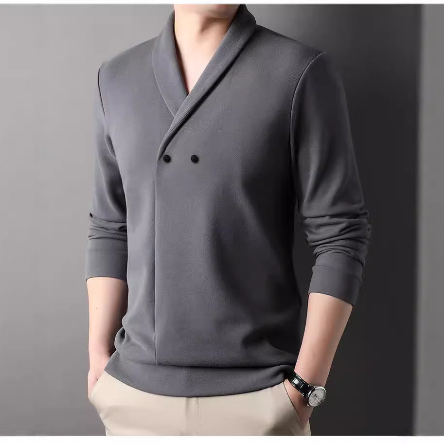 Men's leisure jacket with modern shawl collar and practical buttons Lisslune