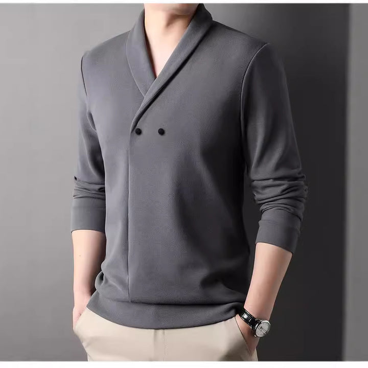 Men's leisure jacket with modern shawl collar and practical buttons Lisslune