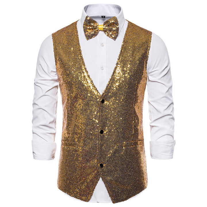 Men's elegant sequined blazer with classic cut and practical bow tie Lisslune