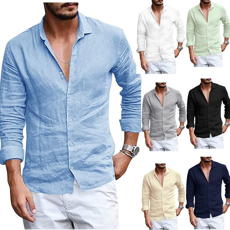 Men's shirt made of high-quality linen with a stylish collar and casual fit Lisslune
