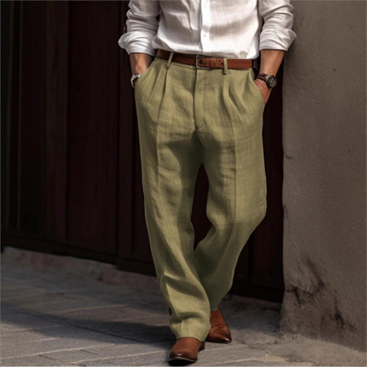 Men's elegant linen trousers with a relaxed fit and practical pockets Lisslune