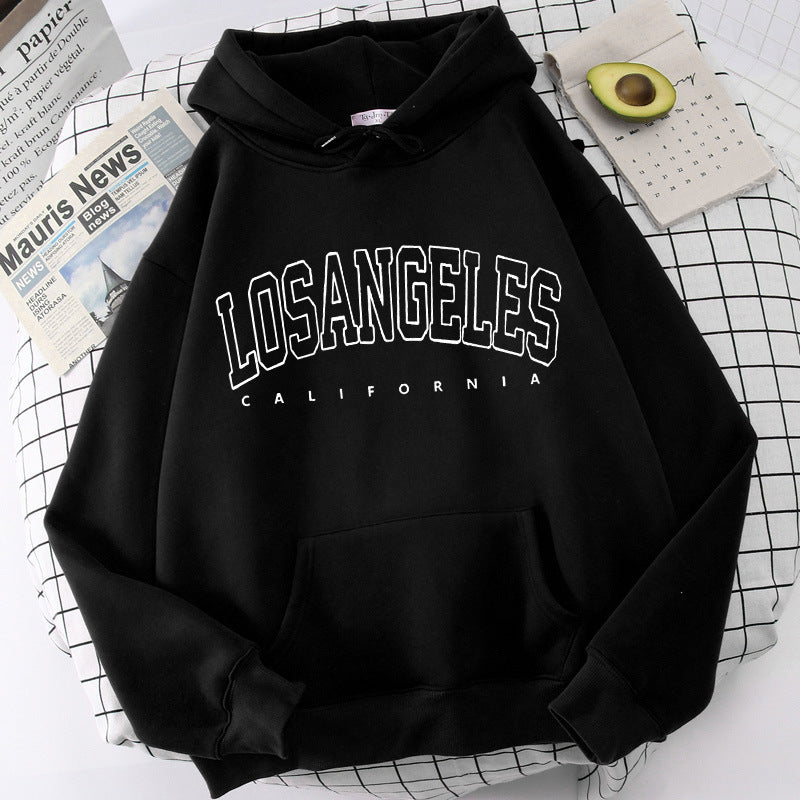 Women's hoodie with modern Los Angeles print and loose fit Lisslune