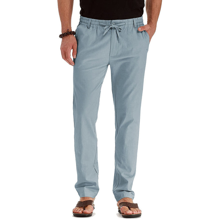 Men's Relaxed Fit Linen Pants with Elastic Waistband and Comfortable Fit Lisslune