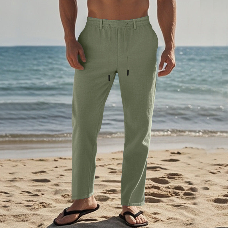 Men's Casual Beach Pants with Elastic Waistband and Practical Side Pockets Lisslune