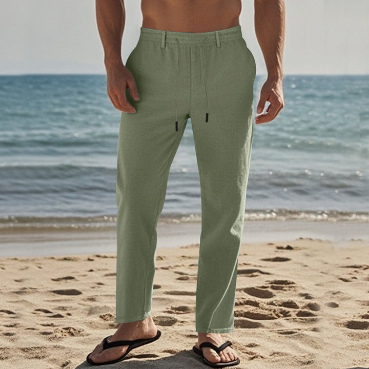Men's Casual Beach Pants with Elastic Waistband and Practical Side Pockets Lisslune
