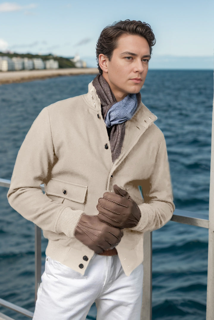 Men's fashionable transitional jacket with practical stand-up collar and functional zippered pockets Lisslune