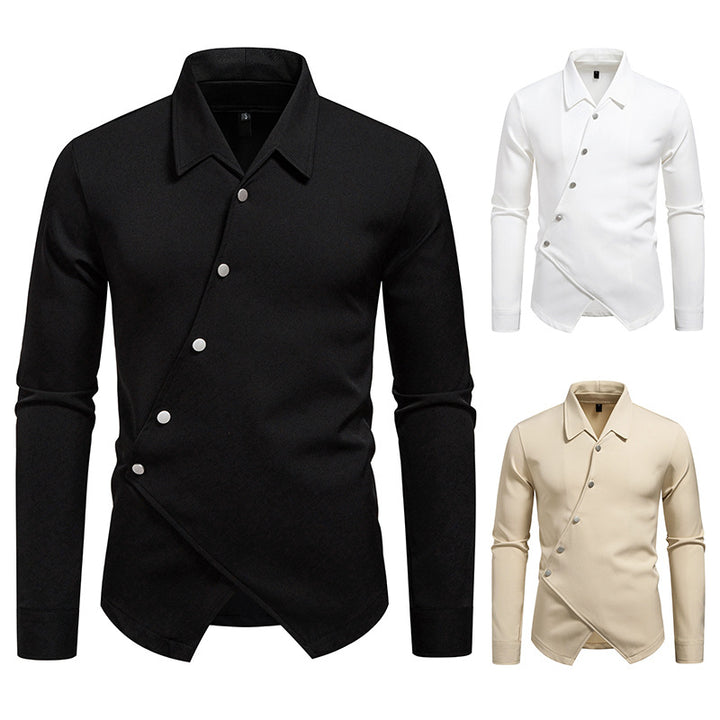 Men's Exclusive Shirt Blouse with Asymmetric Cut and Elegant Button Details Lisslune