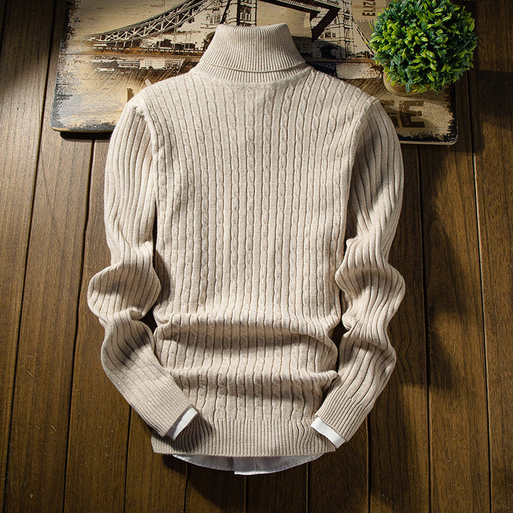 Men's knitted sweater with high collar and textured design Lisslune