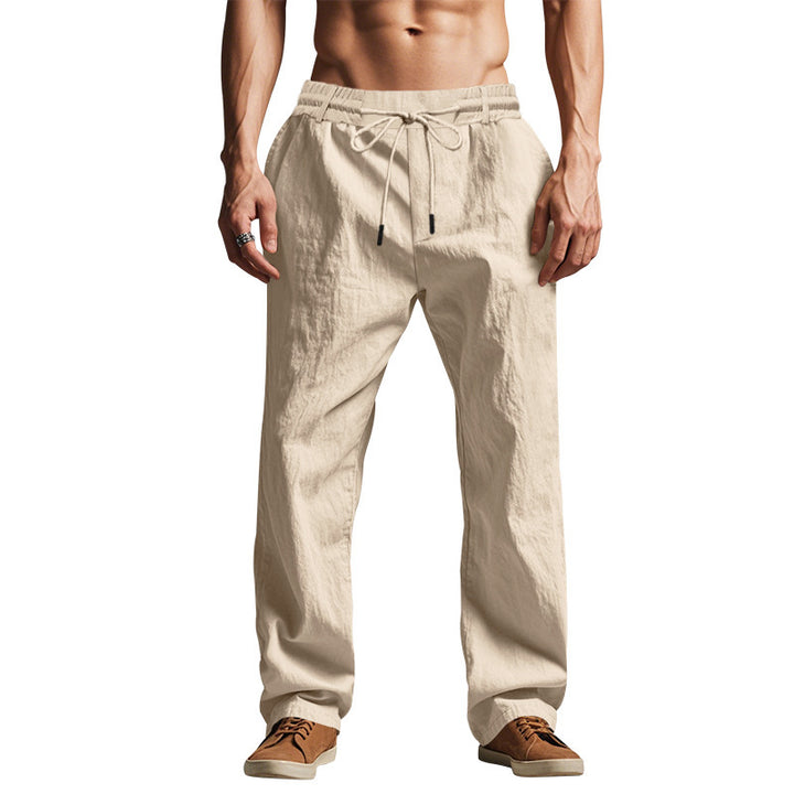 Men's casual leisure pants with elastic waistband and side pockets Lisslune