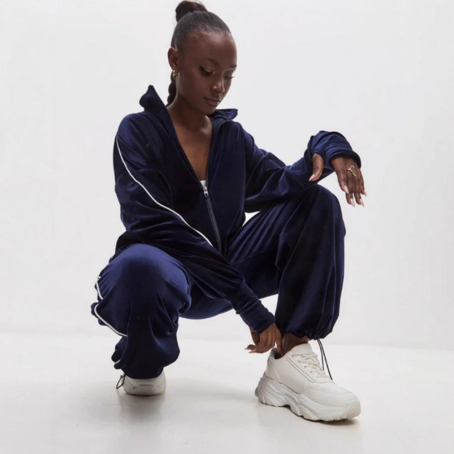 Women's sporty fleece tracksuit with contrasting details Lisslune