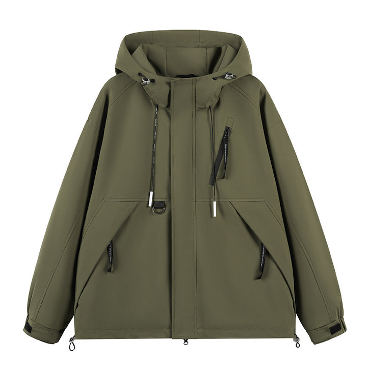 Men Water-Repellent Leisure Jacket with Adjustable Collar and Practical Zipper Pockets Lisslune
