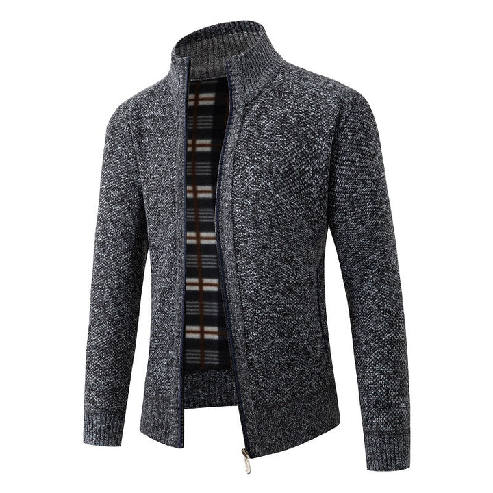 Men's cardigan with modern stand-up collar and practical side pockets Lisslune