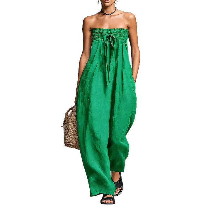 Women's Casual Jumpsuit with Elastic Top and Wide Leg Lisslune