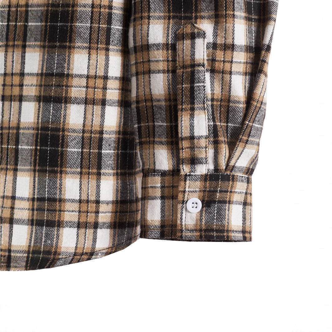 Men's Checkered Pattern Shirt with Integrated Hood Lisslune