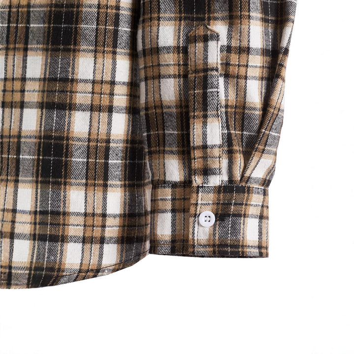 Men's Checkered Pattern Shirt with Integrated Hood Lisslune